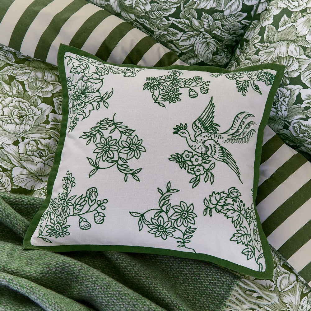 Hibiscus Cushion by Bedeck of Belfast x Burleigh in Green